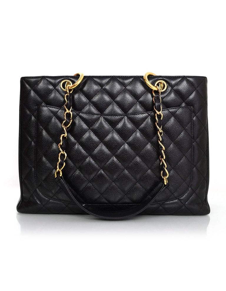 Chanel DISCONTINUED Black Caviar Leather GST Grand Shopper Tote