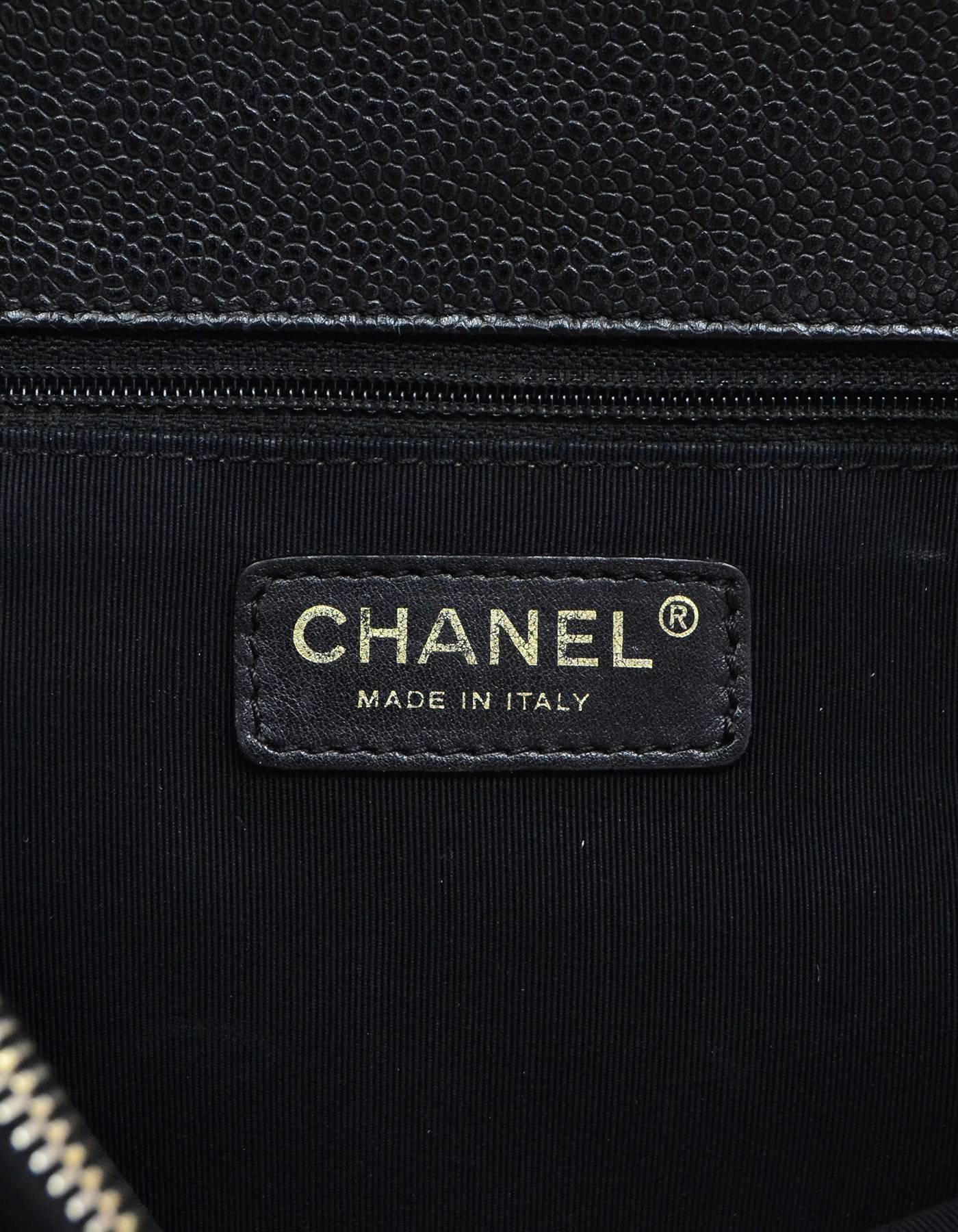 Women's Chanel DISCONTINUED Black Caviar Leather GST Grand Shopper Tote Bag