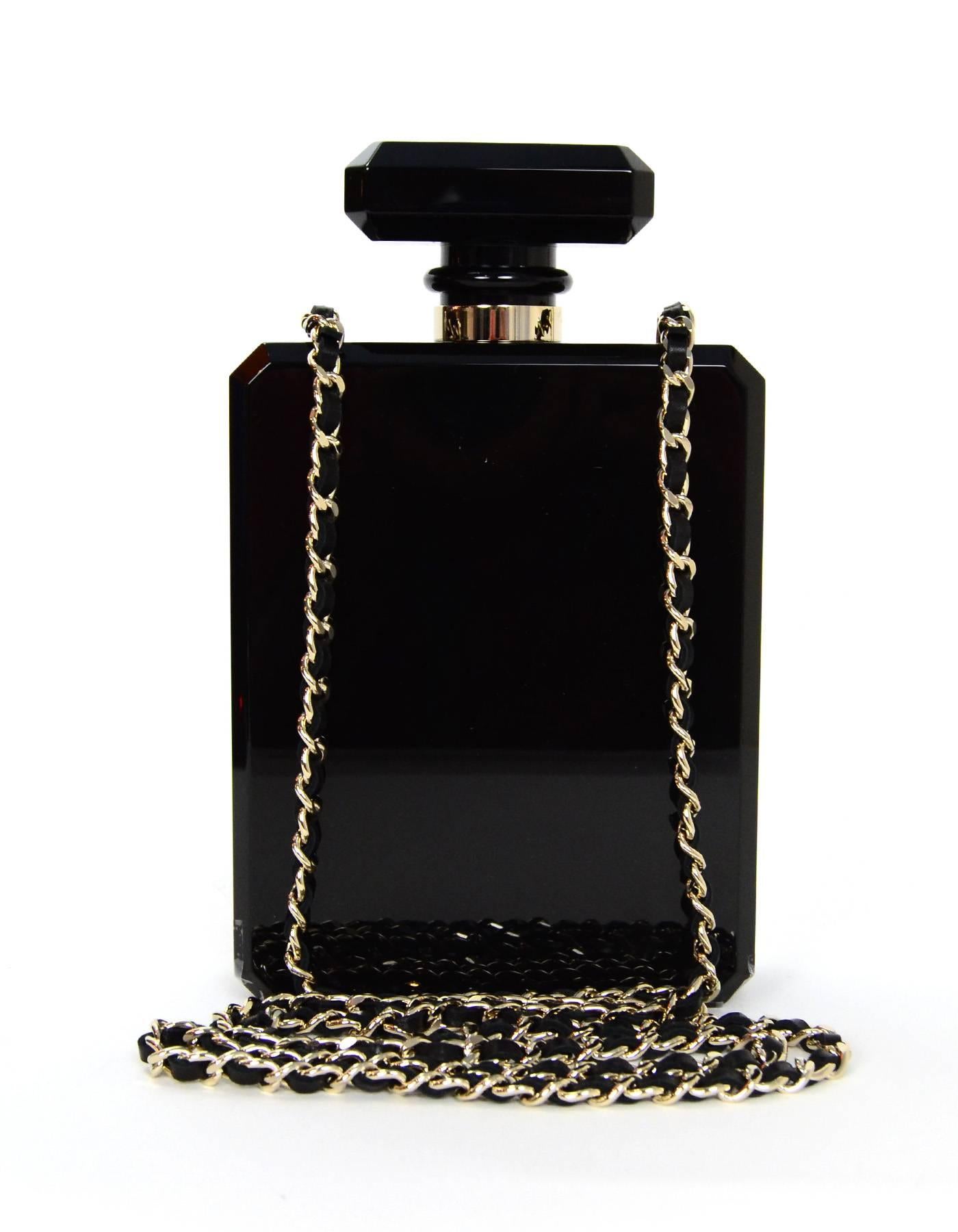 Noir Chanel Resort '14 Runway Black Black Plexiglass Perfume Bottle Bag