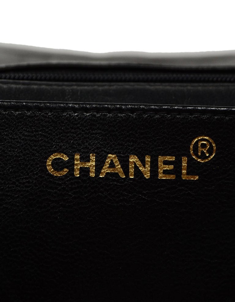 Chanel RARE Vintage Black Patent Leather Chain Around Maxi Flap