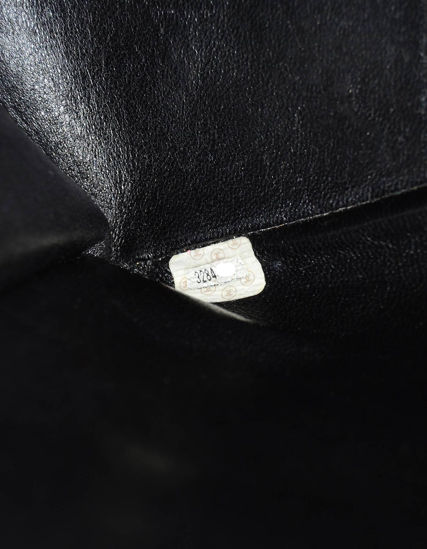 Women's Chanel RARE Vintage Black Patent Leather Chain Around Maxi Flap Bag 