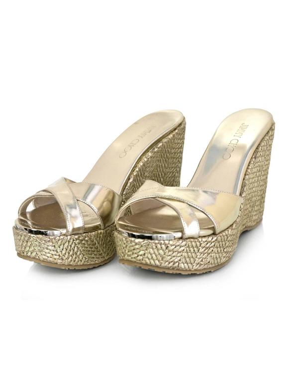 jimmy choo gold wedge shoes