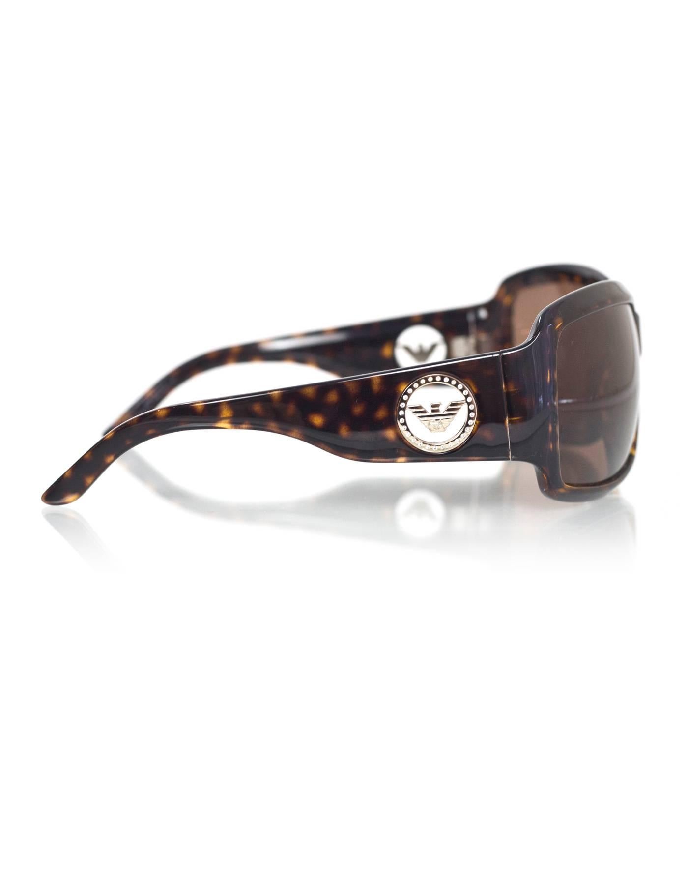 Brown Emporio Armani Tortoise Square Sunglasses with Case
