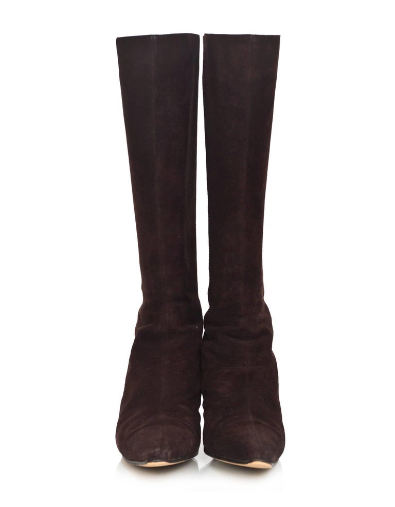 Jimmy Choo Brown Suede Kitten Heel Boots Sz 38 with Box ...