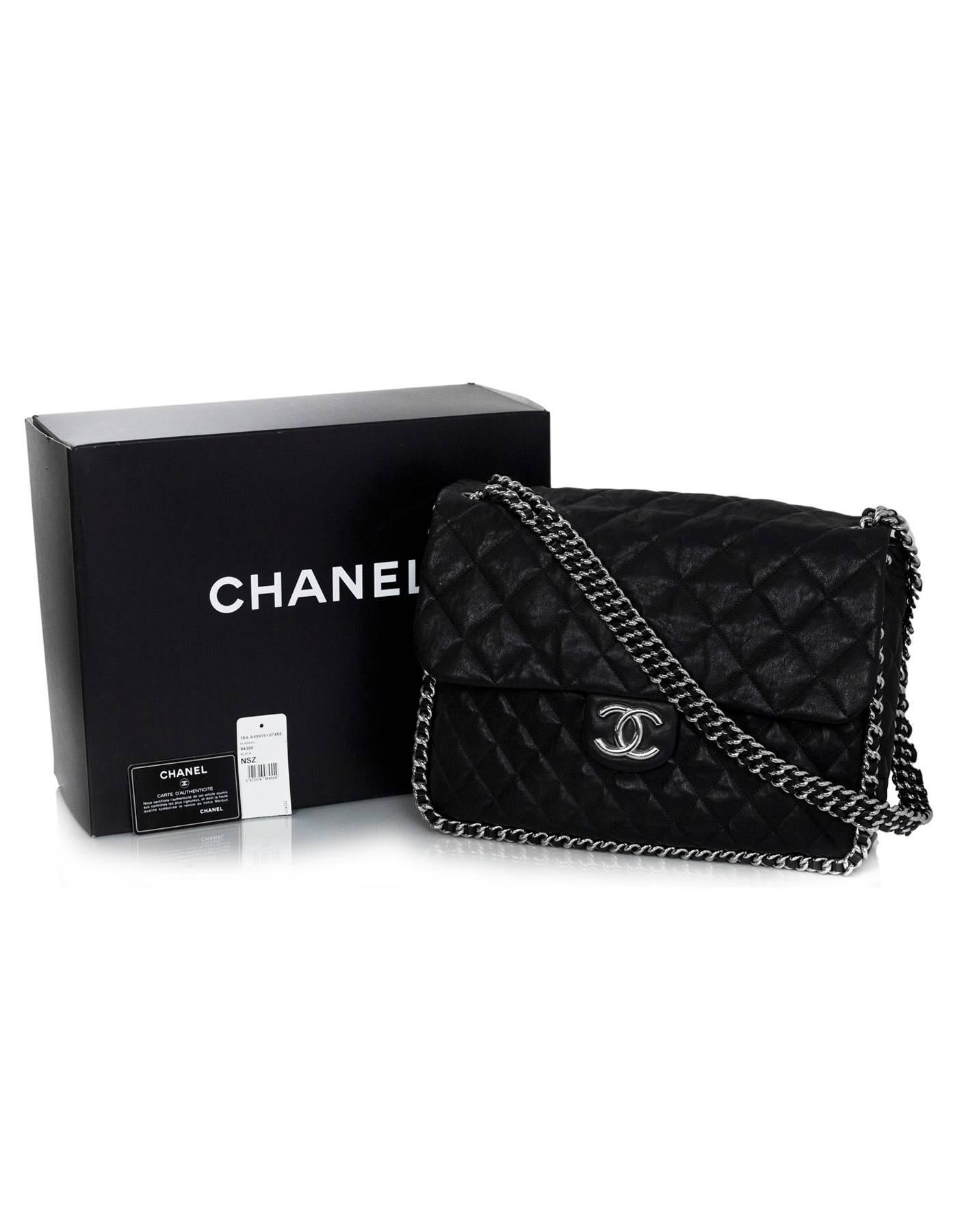 Chanel Black Quilted Chain Around Maxi Flap Bag 5