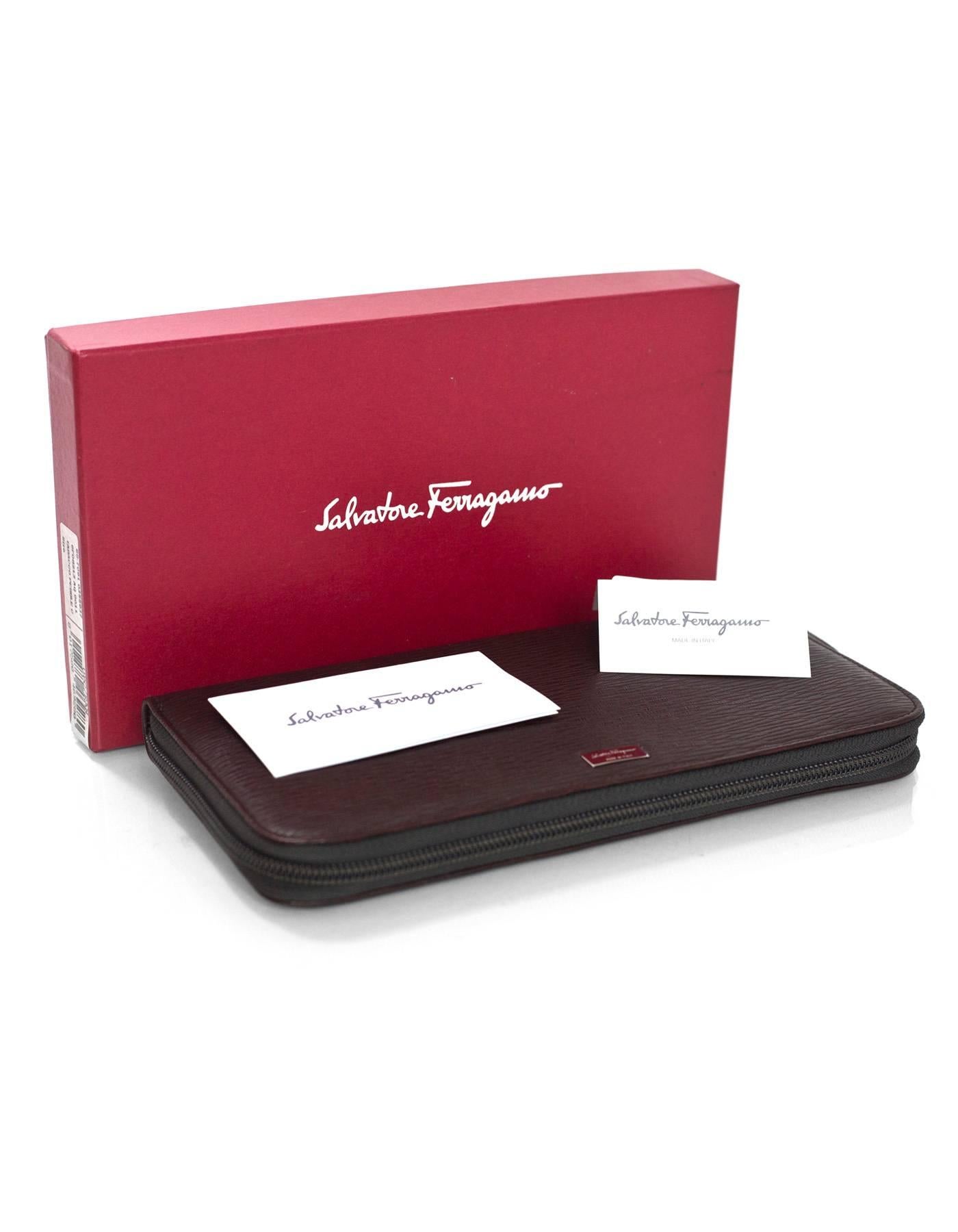 Salvatore Ferragamo Brown Leather Zip Around Large Travel Wallet rt. $390 3