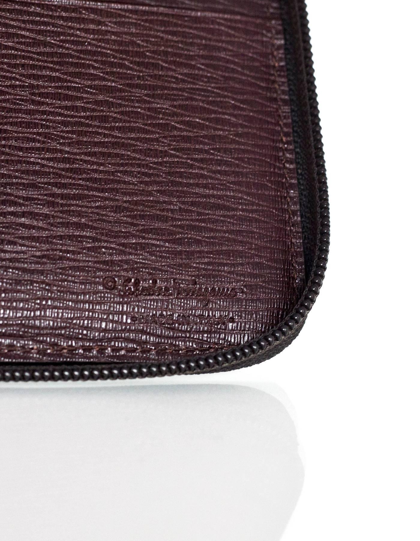 Salvatore Ferragamo Brown Leather Zip Around Large Travel Wallet rt. $390 1