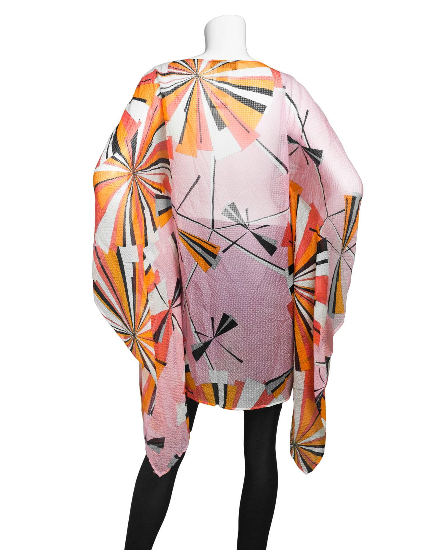 Emilio Pucci Pink Sheer Silk Kaftan Sz US4 In Excellent Condition In New York, NY