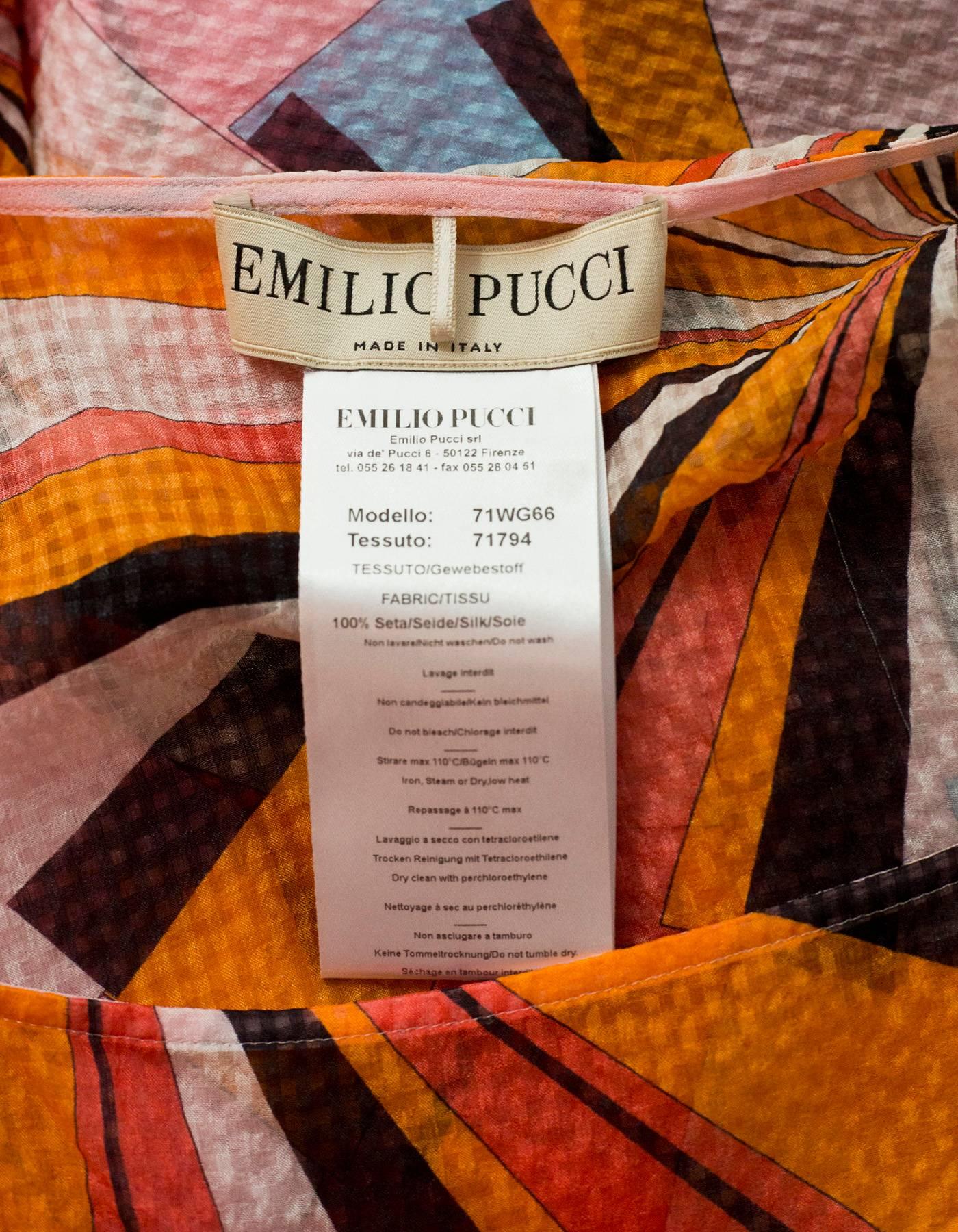 Women's Emilio Pucci Pink Sheer Silk Kaftan Sz US4