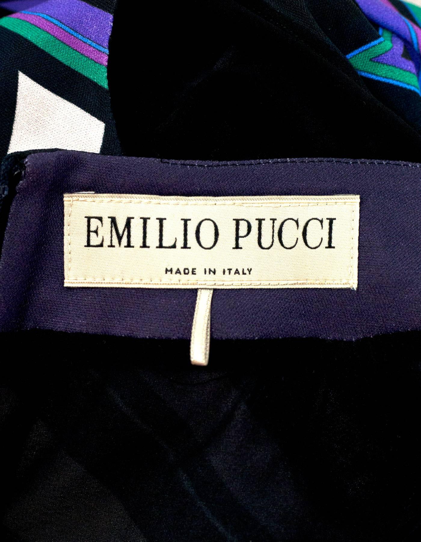 Women's Emilio Pucci 2017 Black & Purple Sleeveless Printed Dress Sz US4