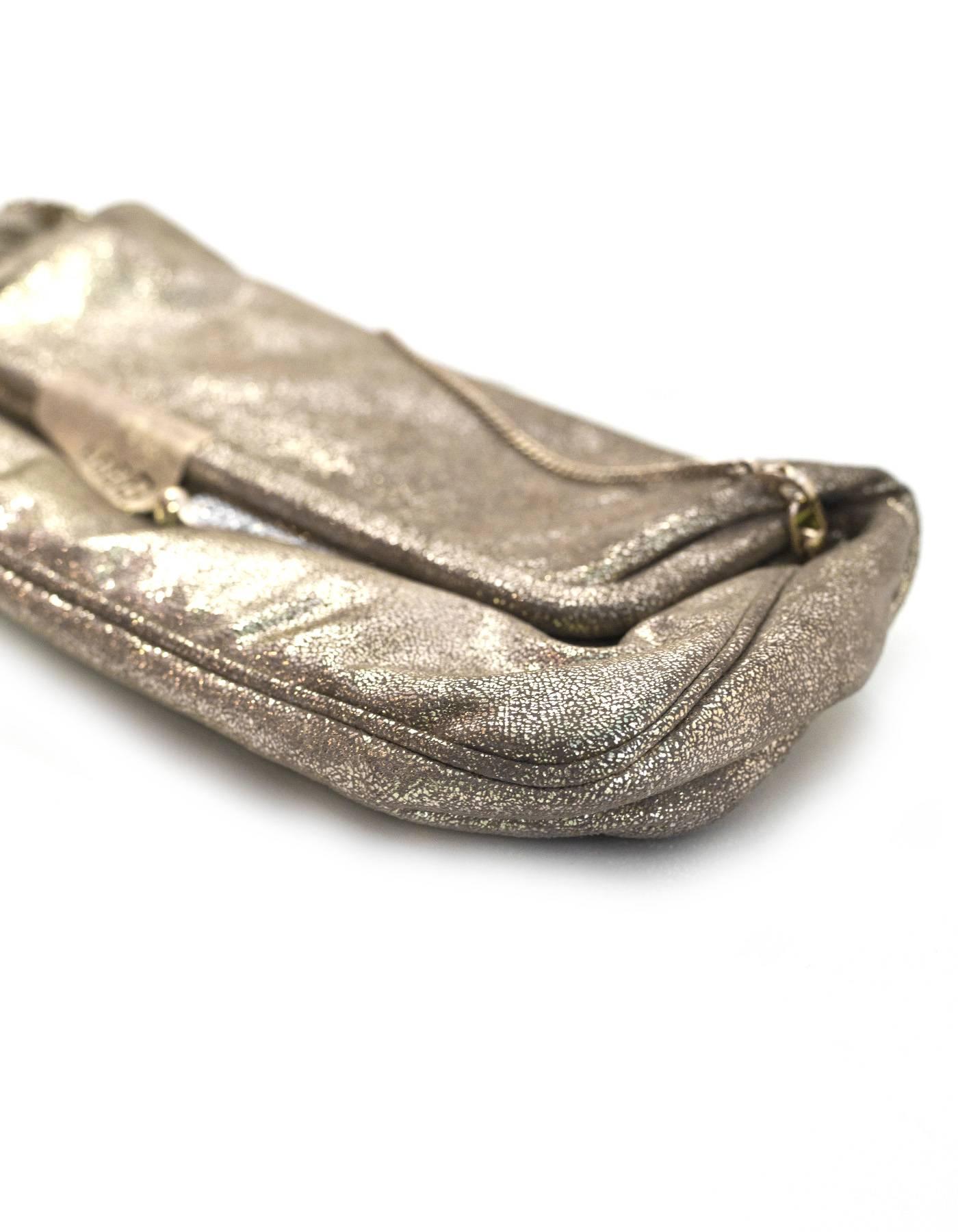 Women's Fendi Gold Metallic Clutch Bag w/ Optional Crossbody Chain
