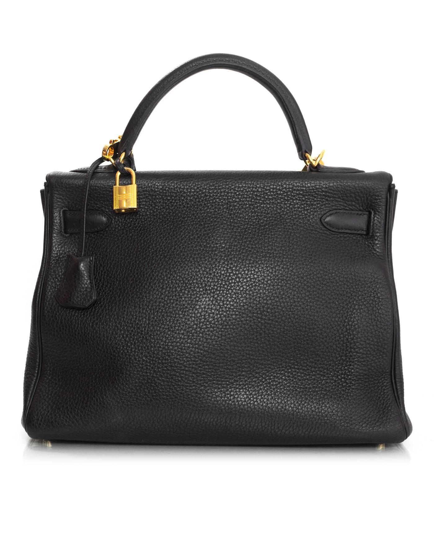 Hermes Black Togo Leather 32cm Retourne Kelly Bag w/ Box In Excellent Condition In New York, NY