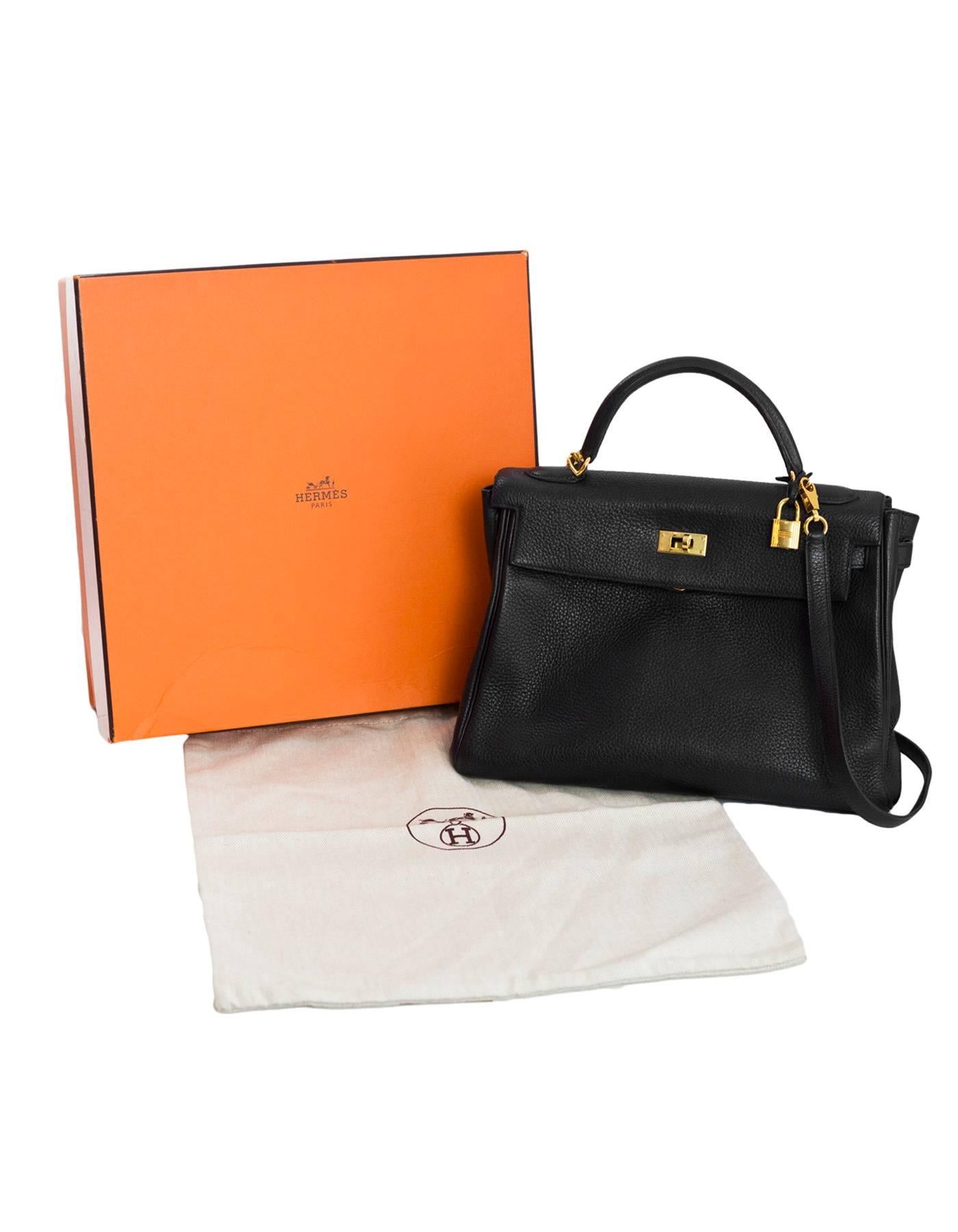 Hermes Black Togo Leather 32cm Retourne Kelly Bag w/ Box 5