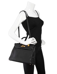 Hermes Black Togo Leather 32cm Retourne Kelly Bag w/ Box