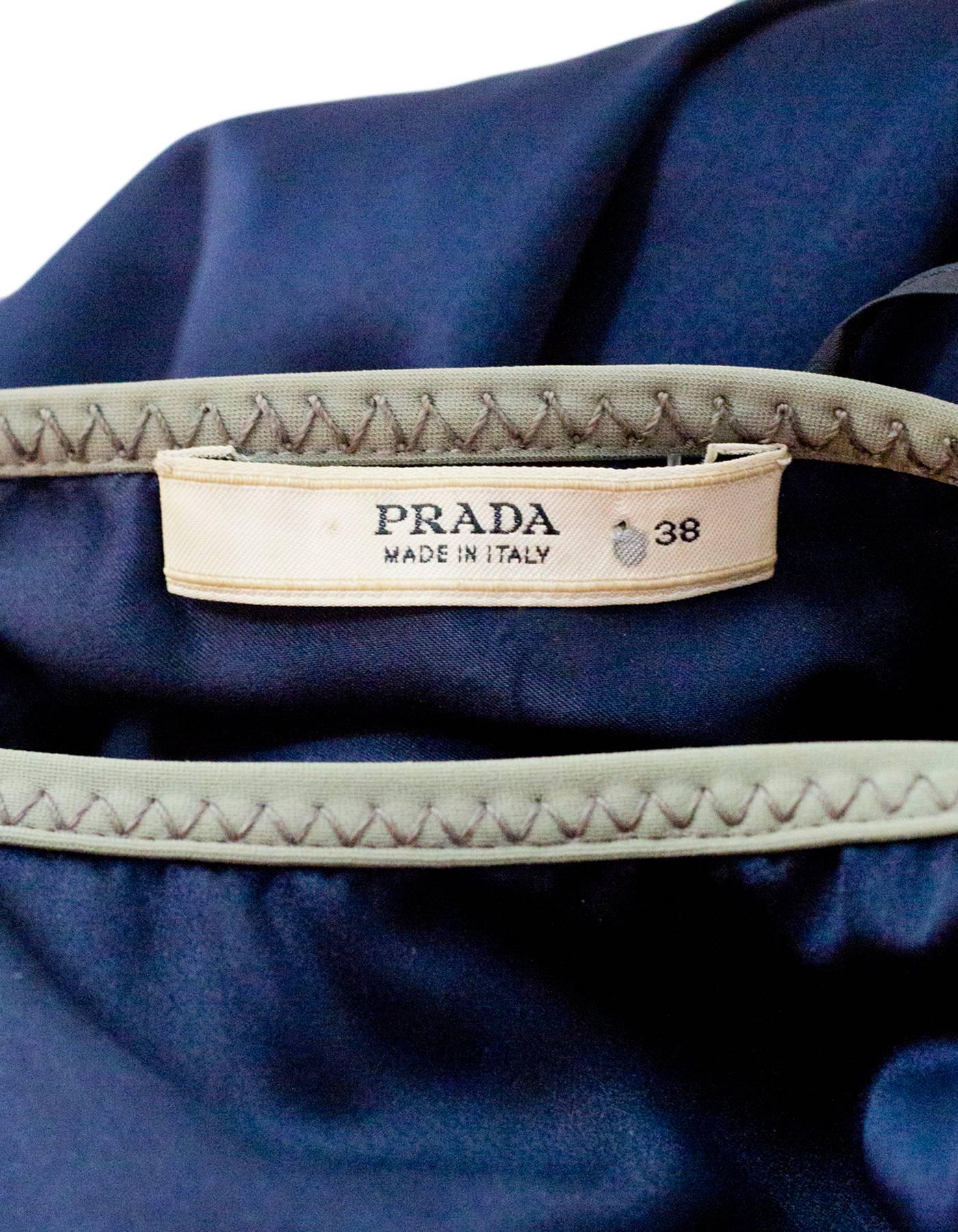 Prada Navy Silk Backless Spaghetti Strap Dress Sz IT38 In Excellent Condition In New York, NY