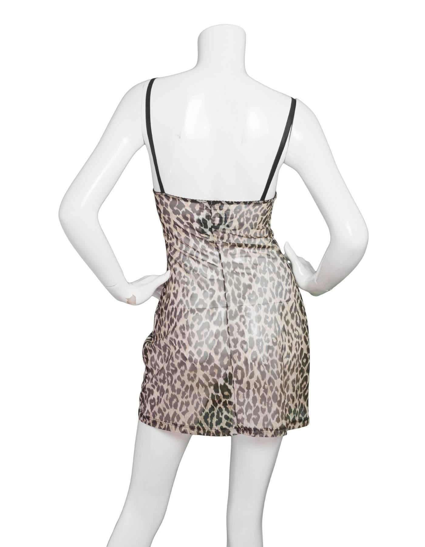 Gray Dolce & Gabbana Sheer Leopard Print Dress Sz Small