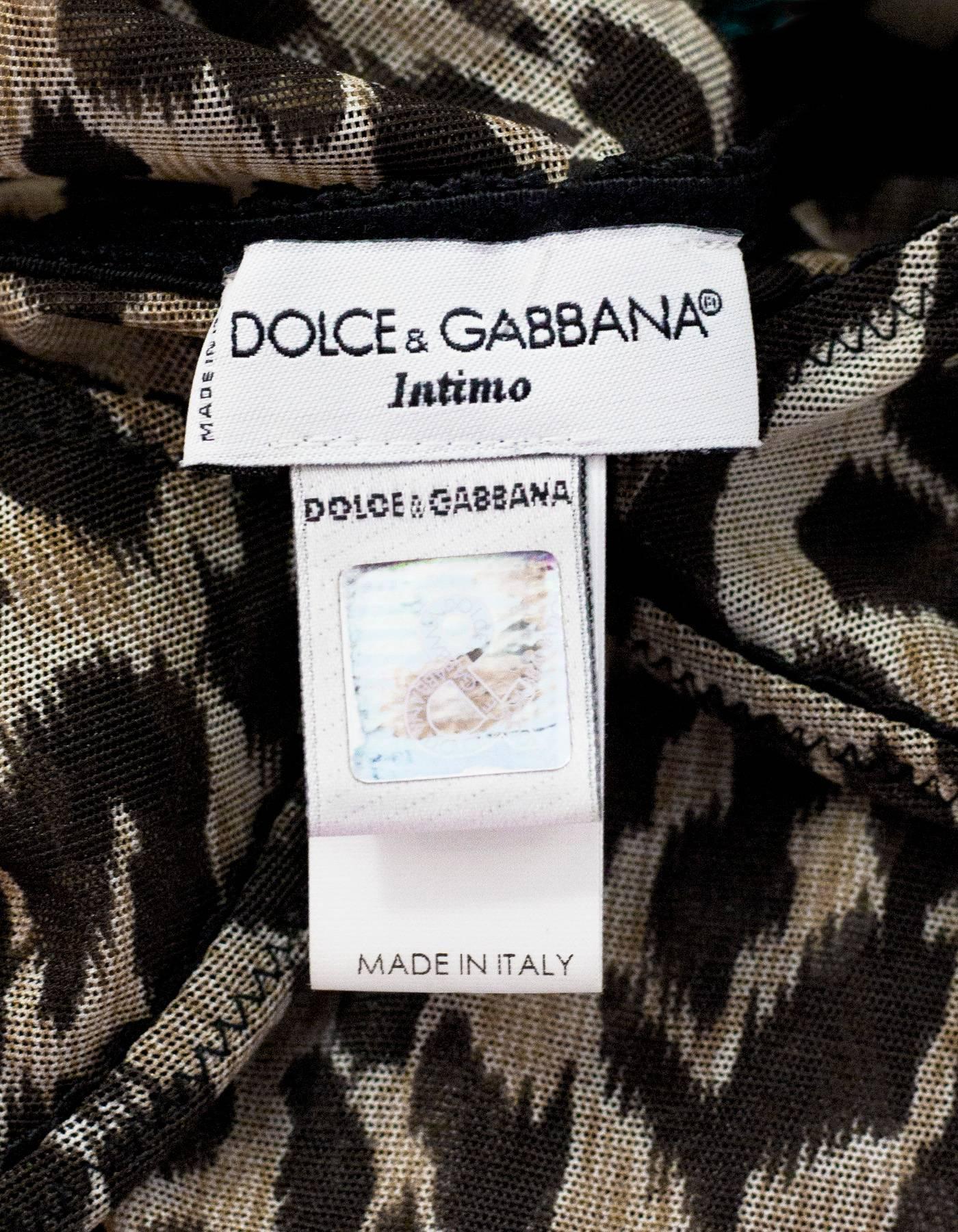 Dolce & Gabbana Sheer Leopard Print Dress Sz Small In Excellent Condition In New York, NY