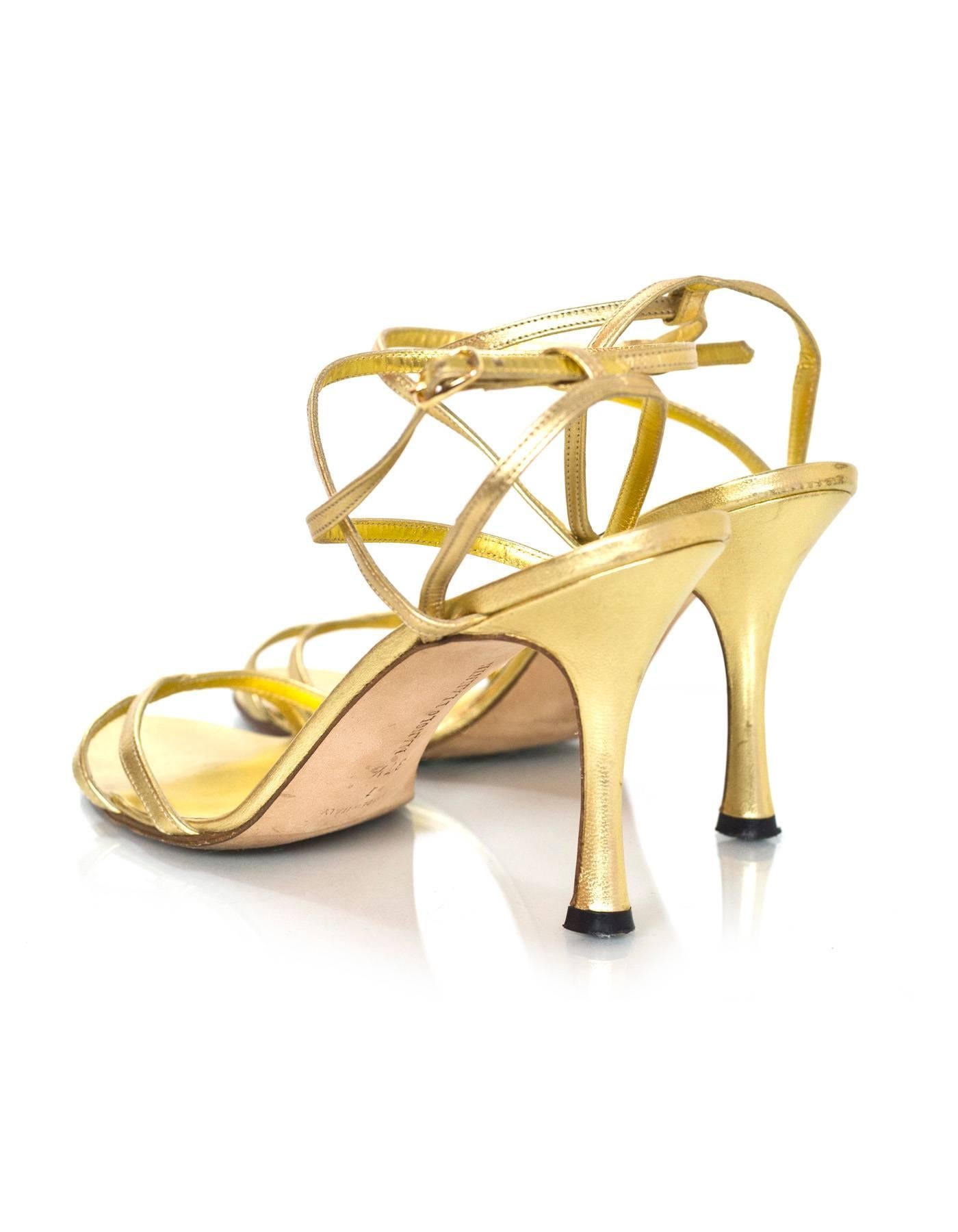 manolo blahnik gold strappy sandals