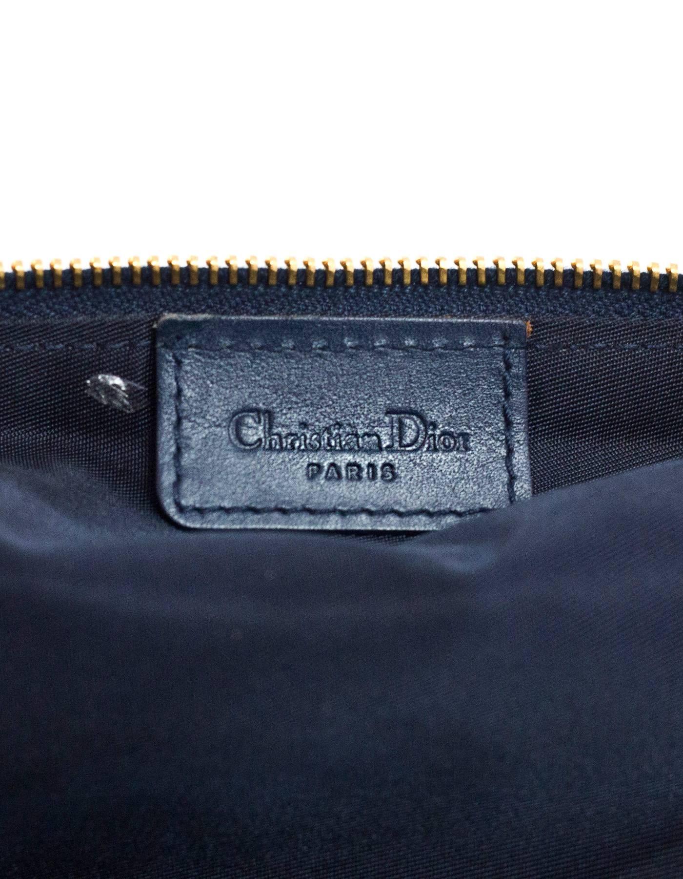 Women's Christian Dior Vintage Blue Monogram Mini Saddle Bag