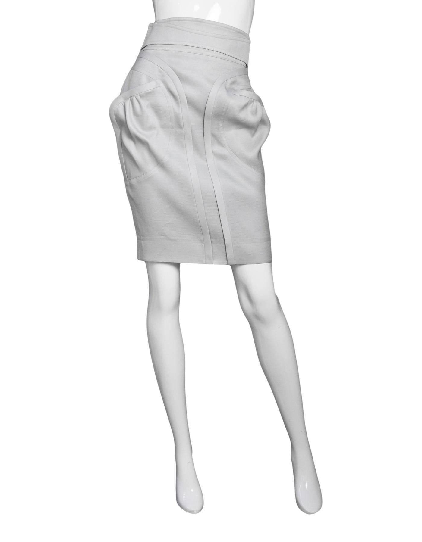 Gray Fendi Grey Silk/Wool Skirt w/ Pockets Sz IT40