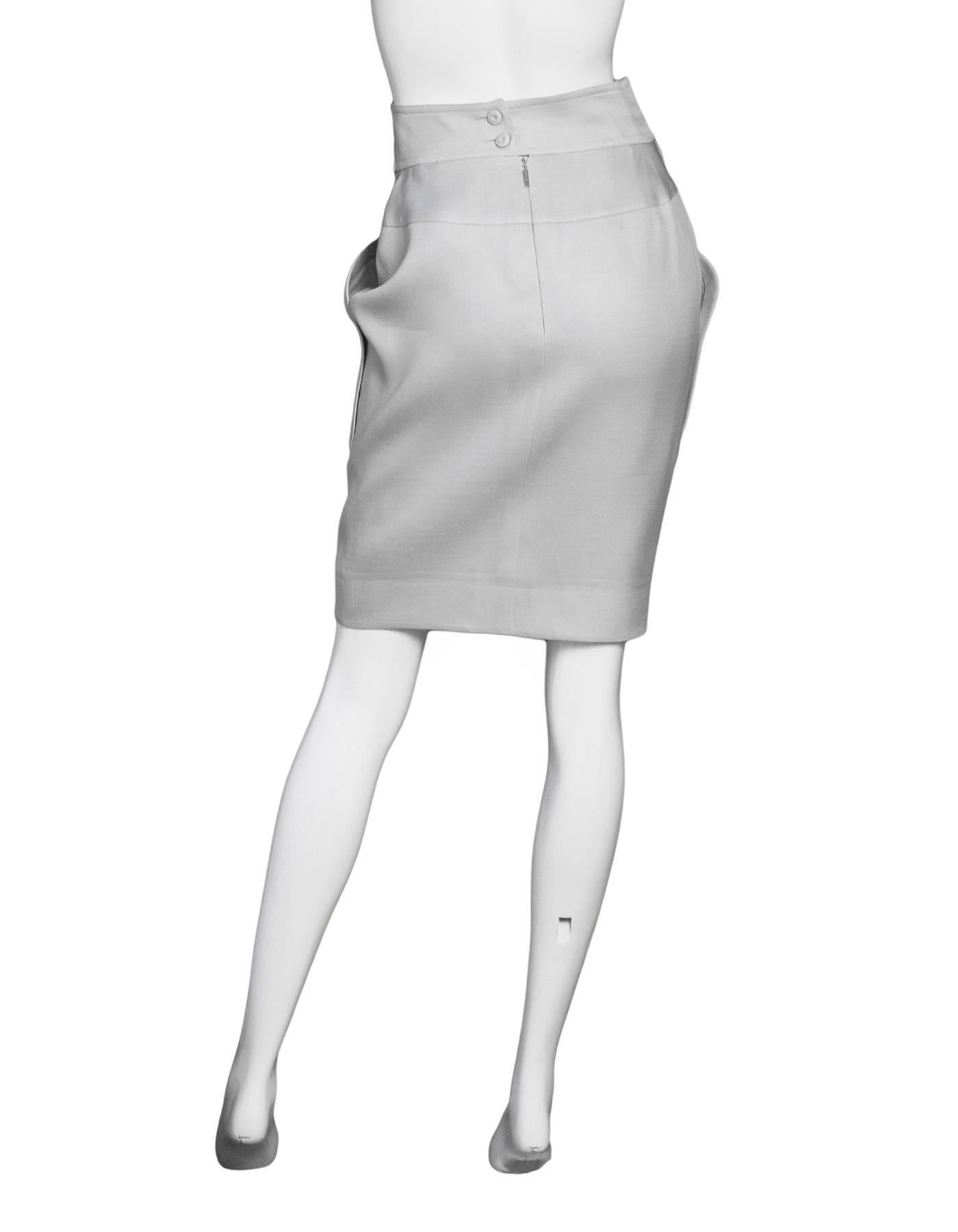 Fendi Grey Silk/Wool Skirt w/ Pockets Sz IT40 In Excellent Condition In New York, NY