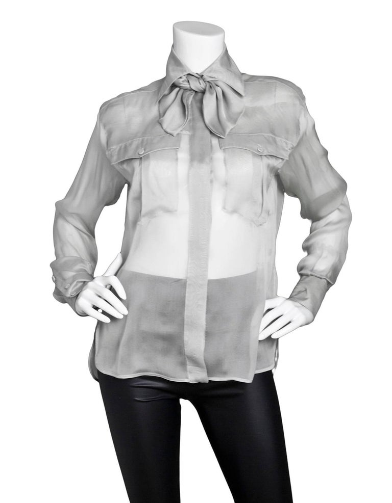 sheer blouse with bow