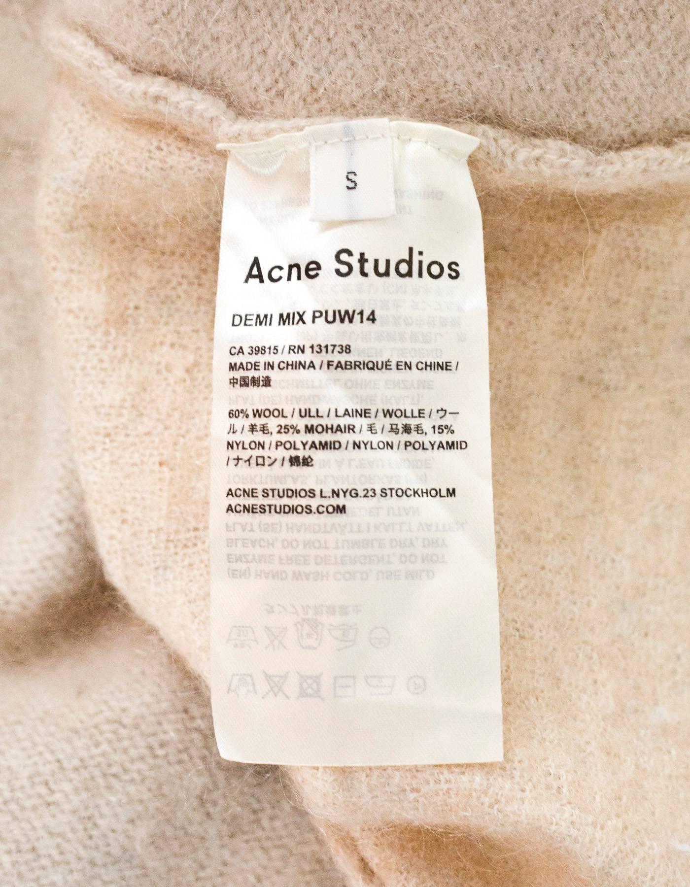 Acne Studios Oatmeal Wool Oversized Sweater w/ Removable Collar Sz S In Excellent Condition In New York, NY