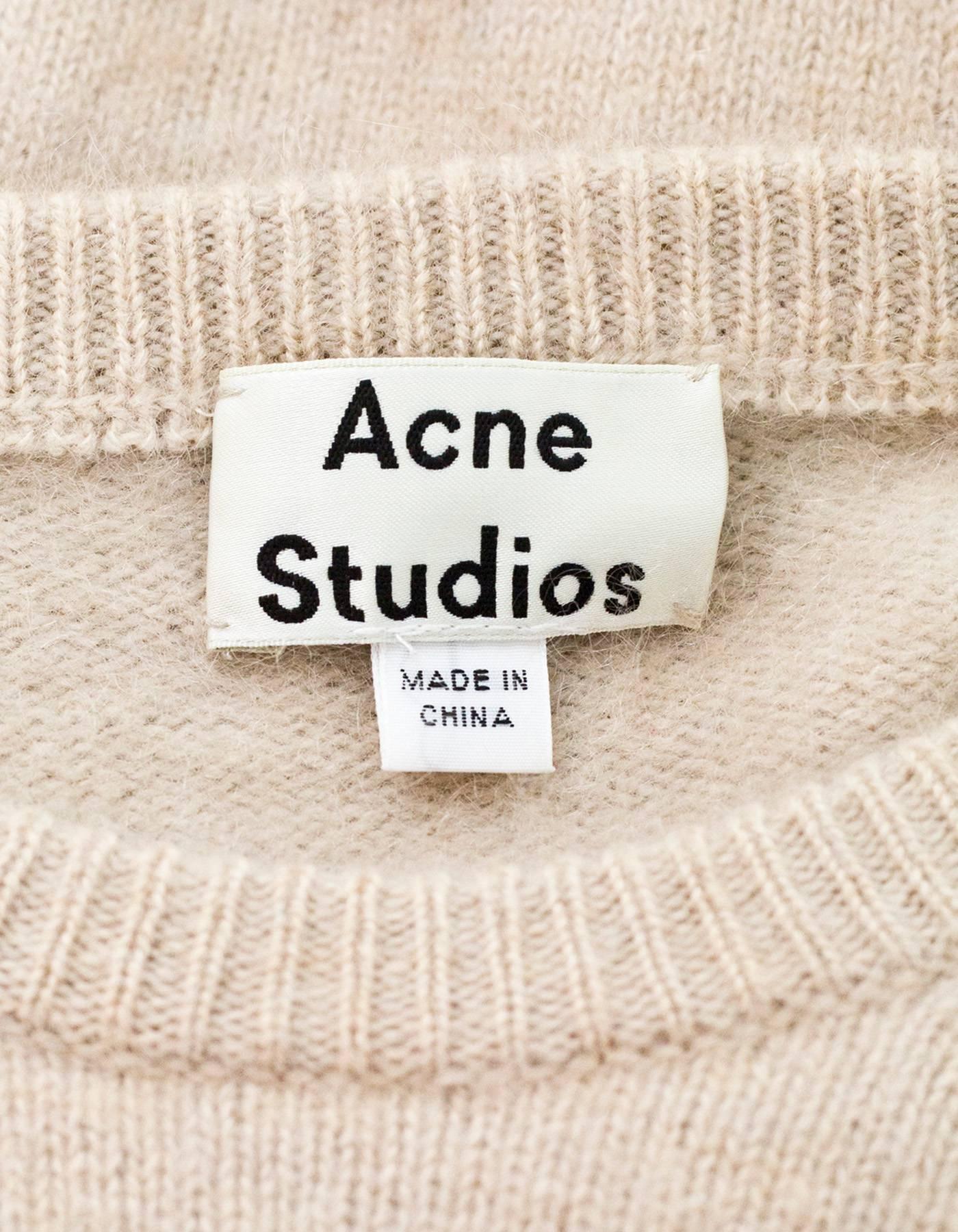 Beige Acne Studios Oatmeal Wool Oversized Sweater w/ Removable Collar Sz S