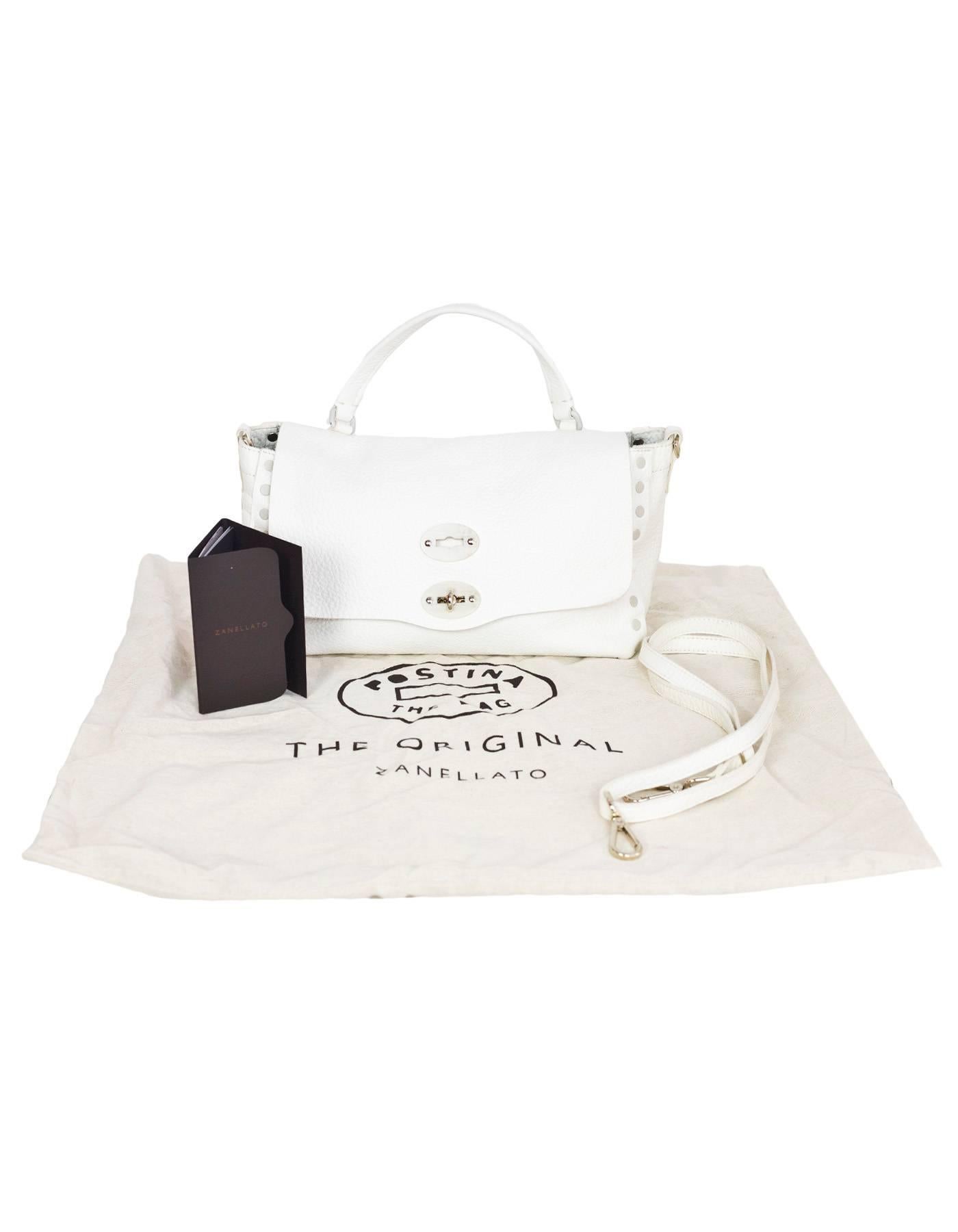 Zanellato White Leather Small Postina Handle Bag 4