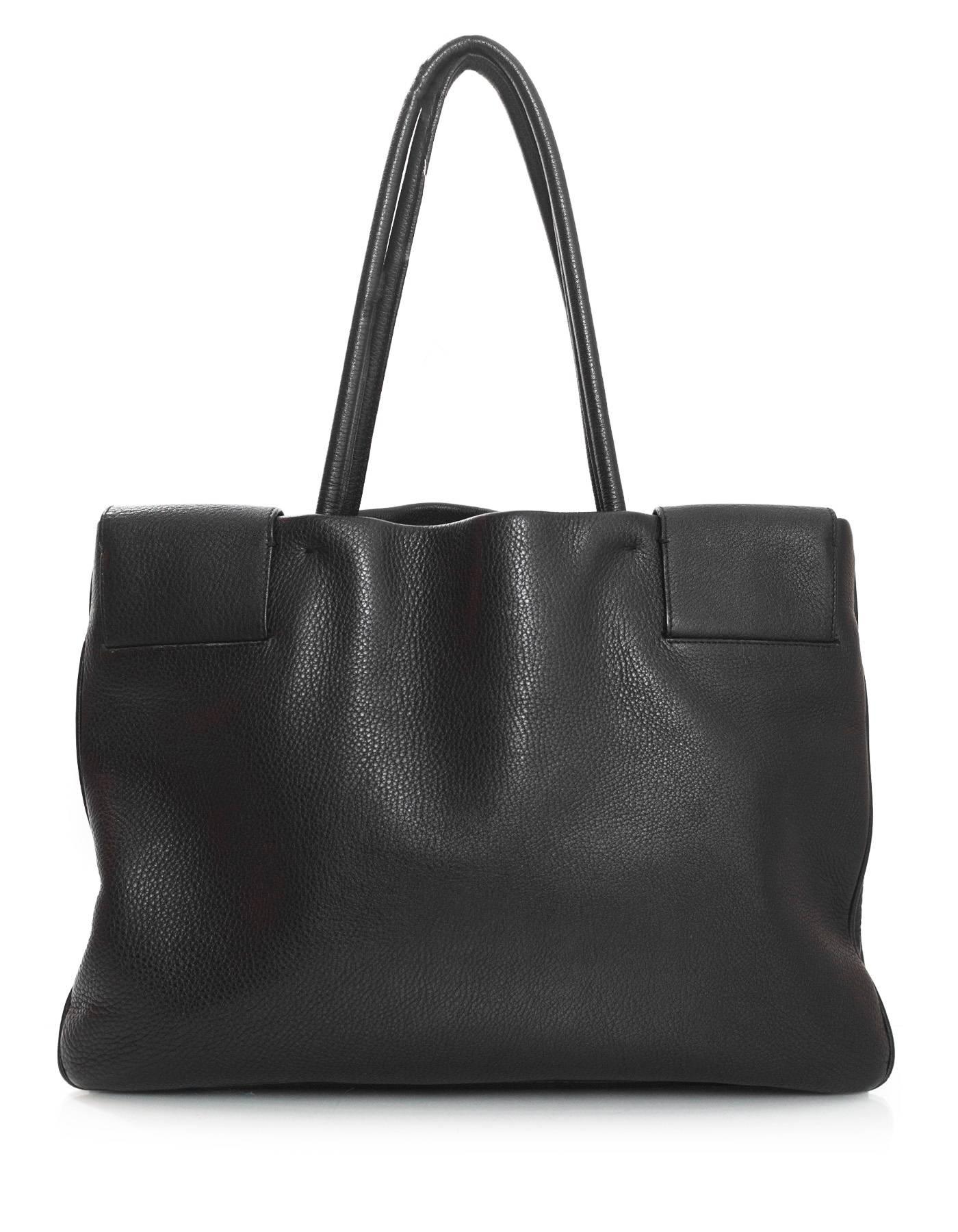 Prada Black Leather Tote Bag In Excellent Condition In New York, NY