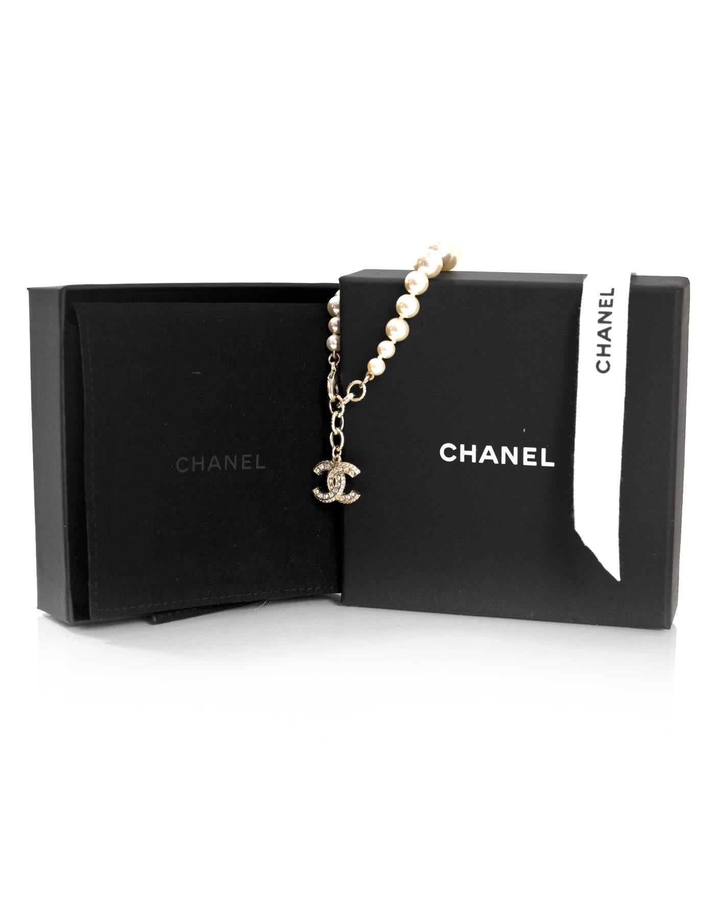 Women's Chanel Graduated Pearl & Crystal CC Pendant Bracelet