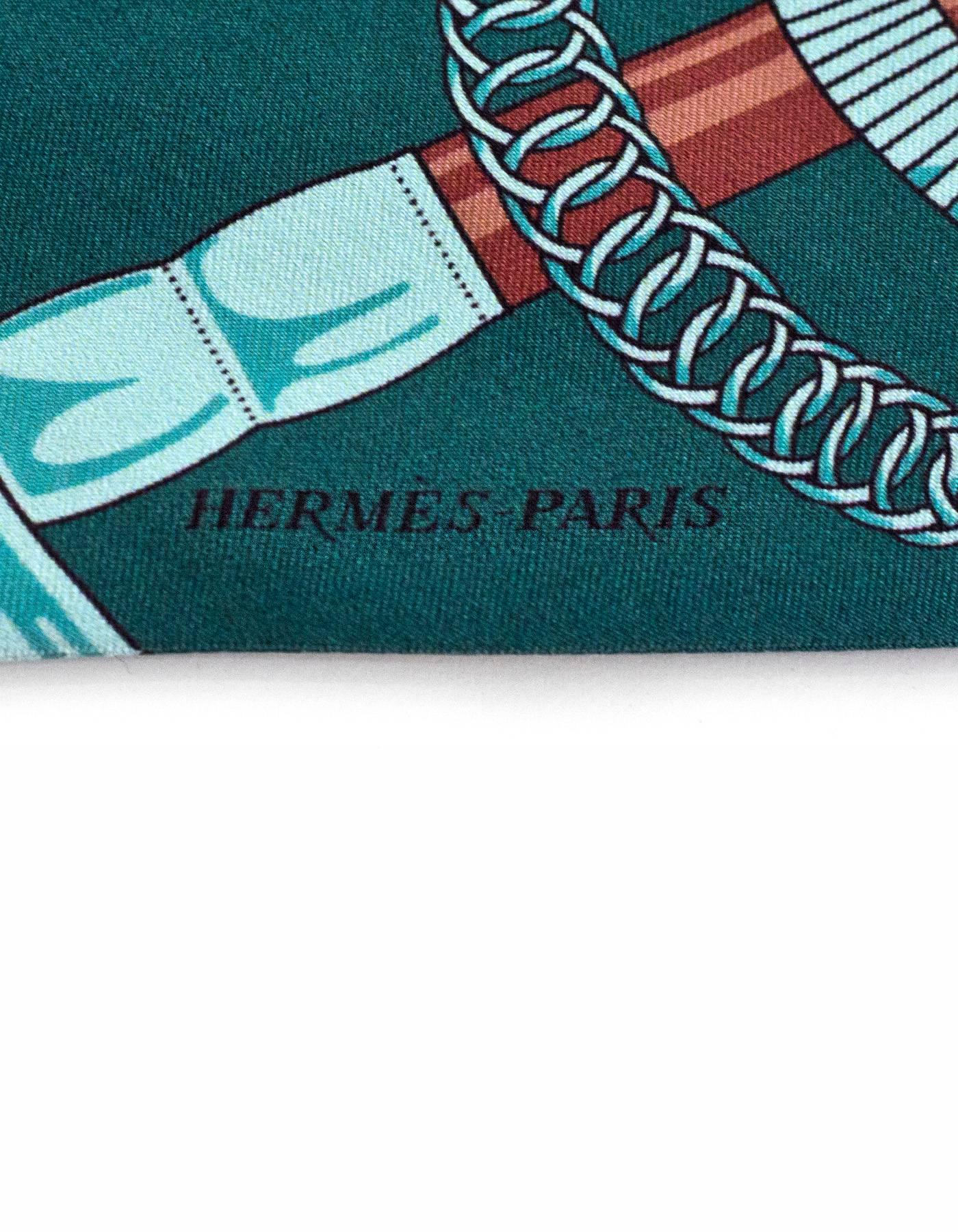 Hermes Horsebit Silk Maxi Twilly Scarf with Box In Excellent Condition In New York, NY