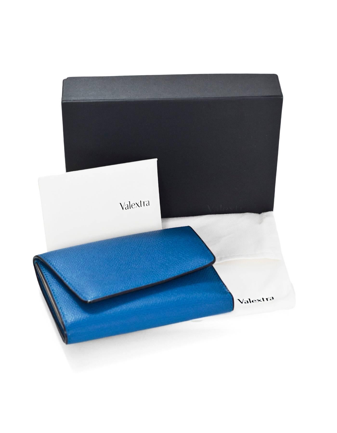 Valextra Blue Asymmetrical Grained Leather Wallet NIB rt. $795 2