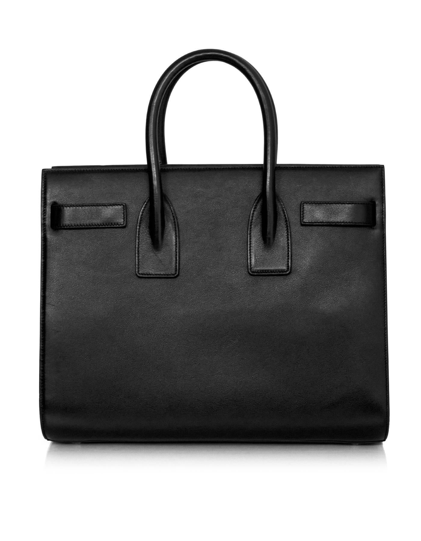 8/9 Saint Laurent Black Calfskin Small Sac De Jour Bag In Excellent Condition In New York, NY