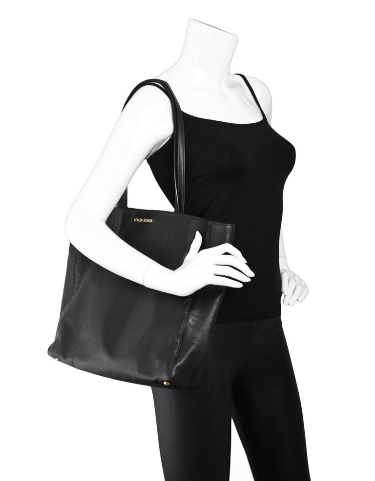 Miu Miu Black Leather Tote Bag For Sale at 1stDibs miu miu