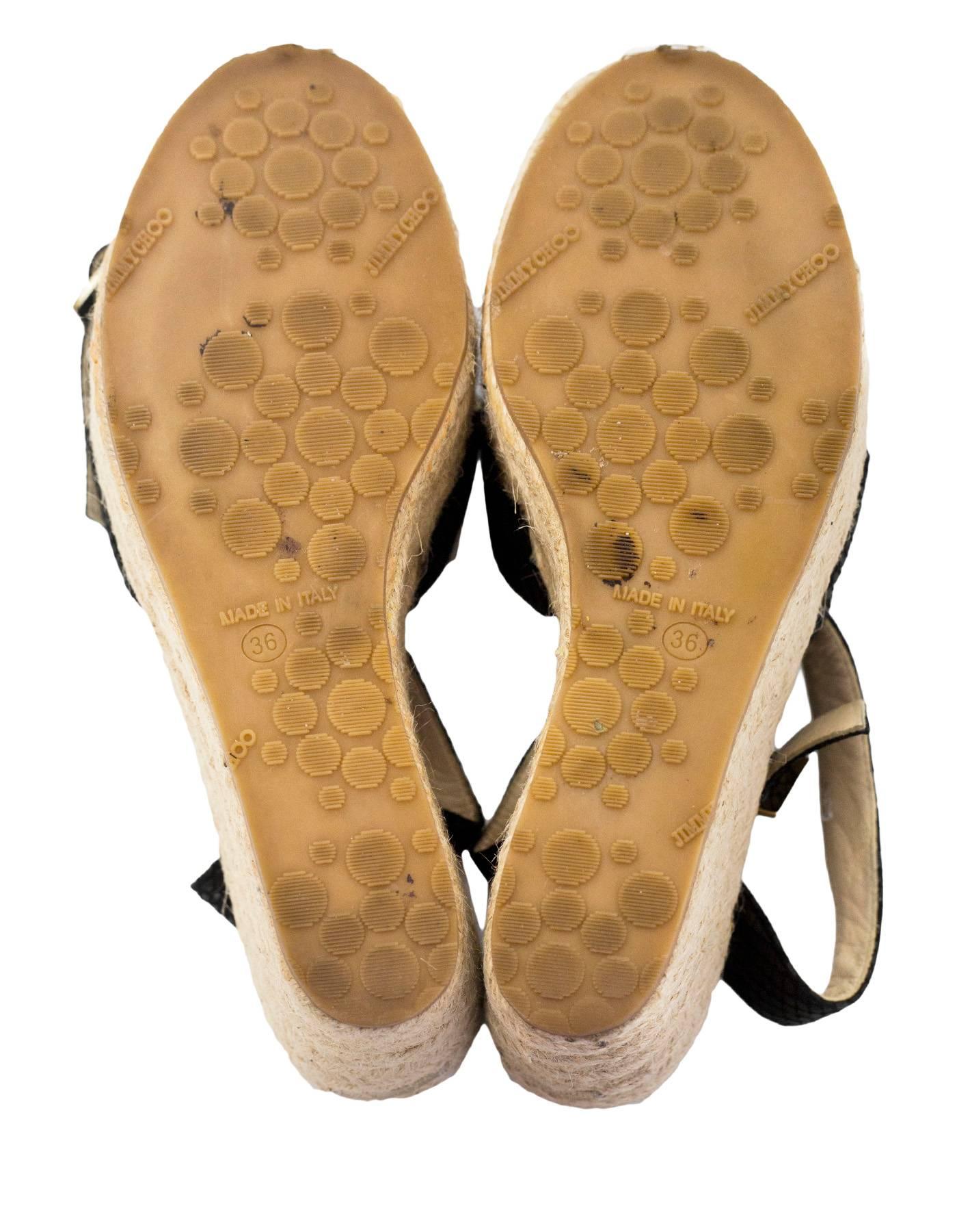 Jimmy Choo Black Embossed Snakeskin Platform Sandals Sz 36 with Box 1