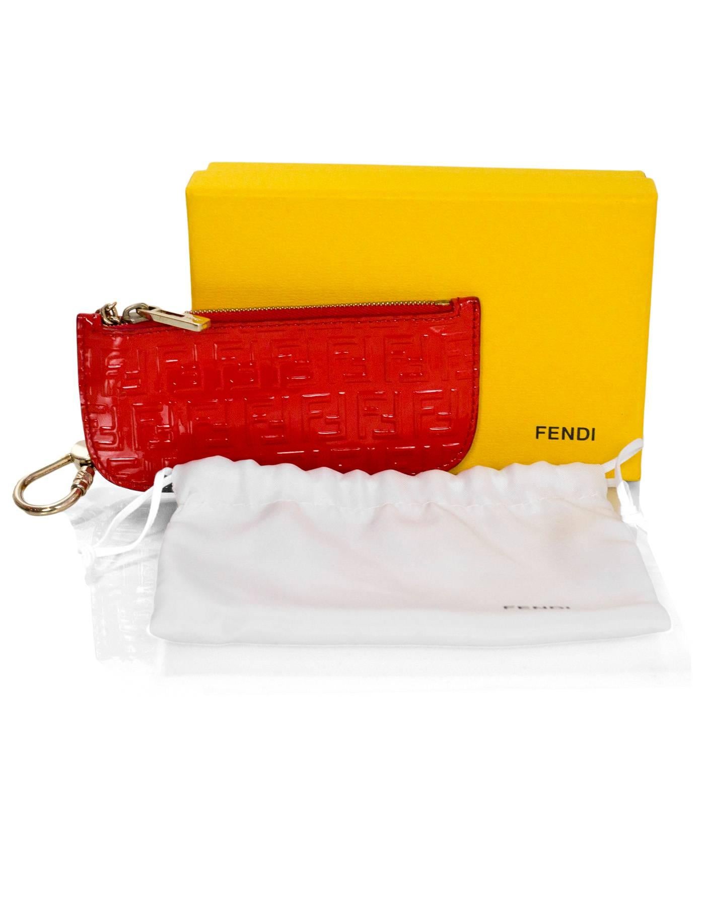 Fendi Red Patent Leather Card Case/Key Chain with Box and DB 4
