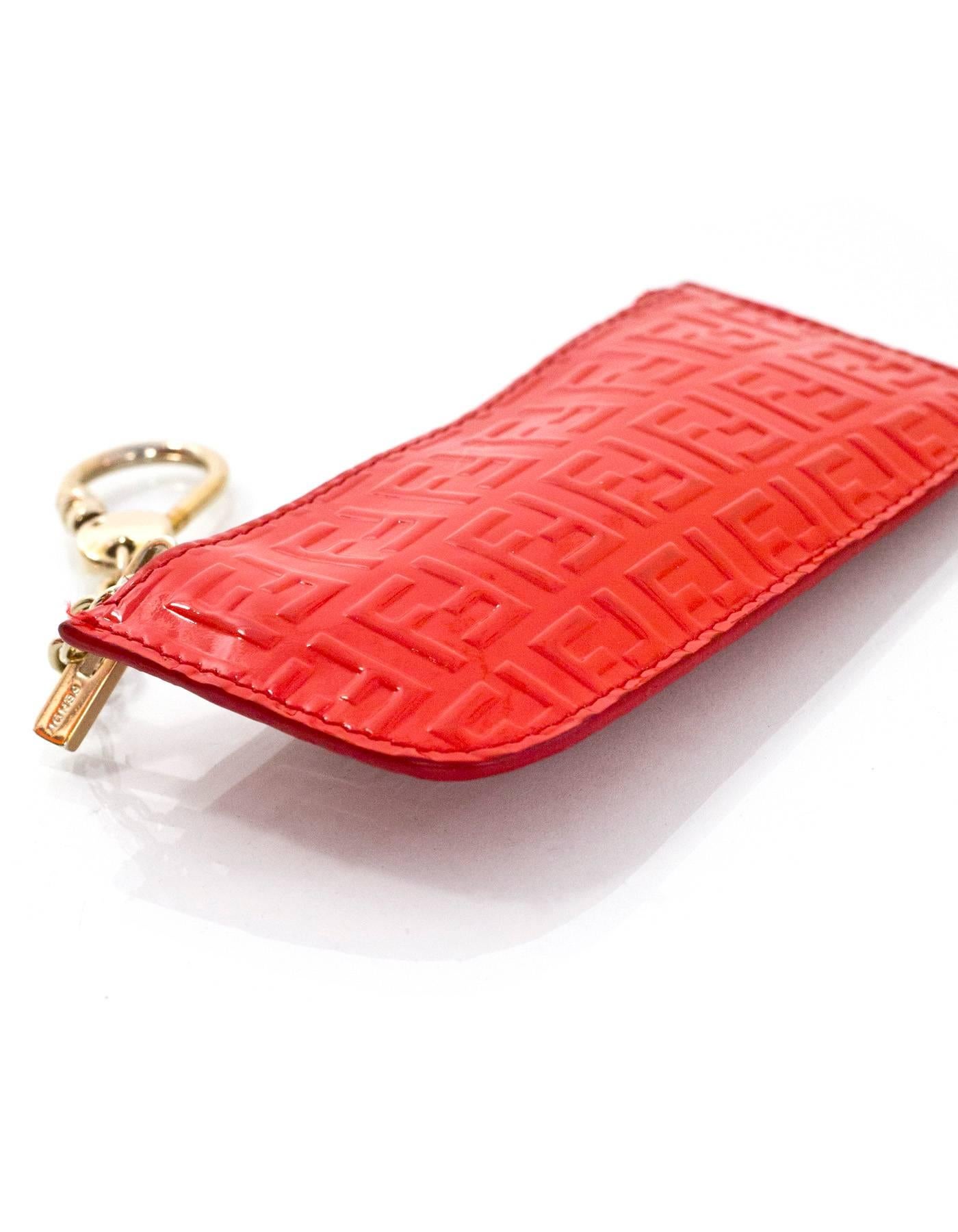 Women's Fendi Red Patent Leather Card Case/Key Chain with Box and DB