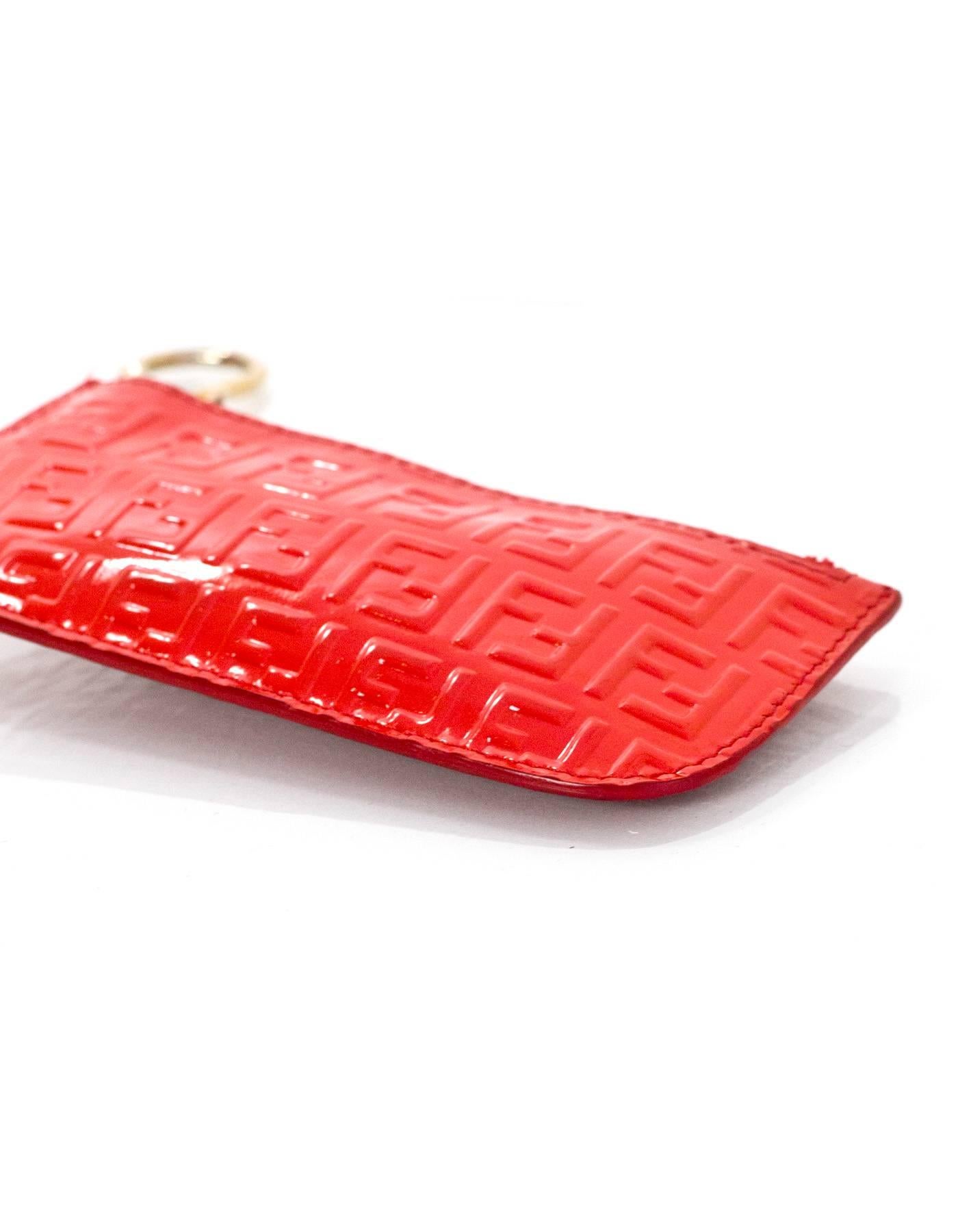 Fendi Red Patent Leather Card Case/Key Chain with Box and DB 1