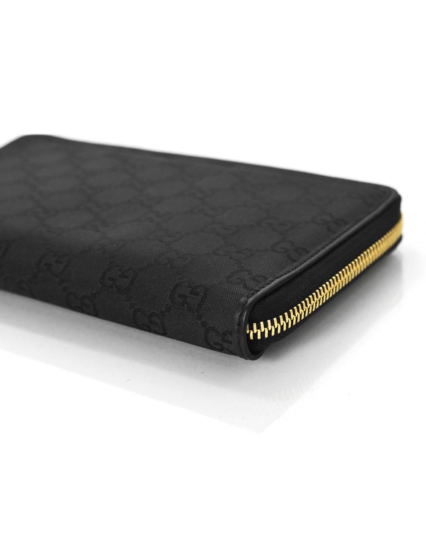 Black Gucci Monogram GG Nylon Zip Around Wallet with Box