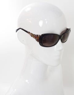 Judith Leiber JL1619 Brown Tortoise Swarovski Crystal Sunglasses rt. $620