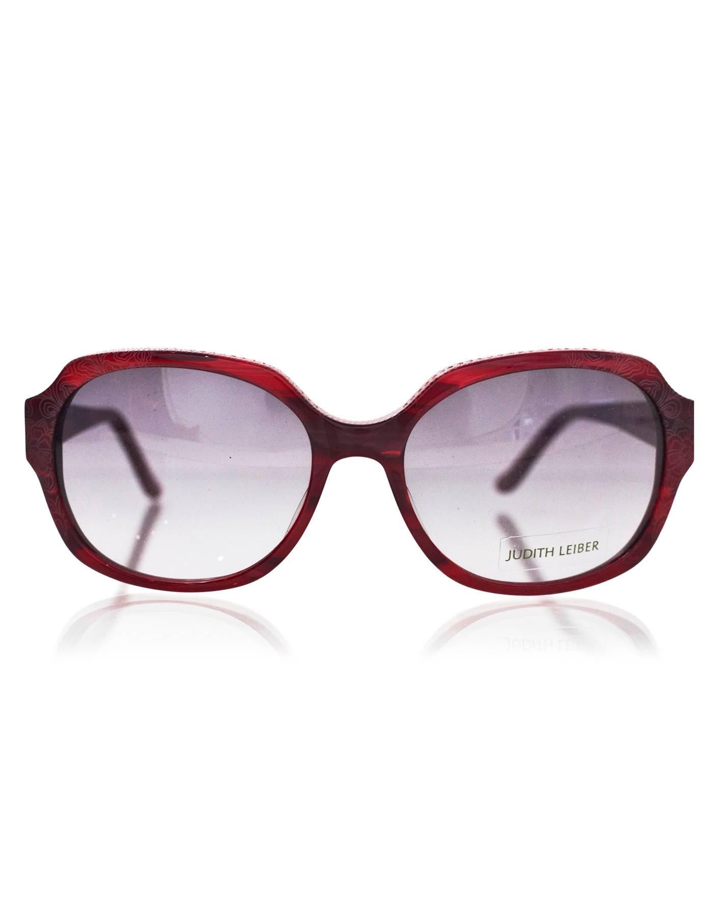 Black Judith Leiber JL1169 Red Swarovski Crystal Sunglasses w/ Box & Case