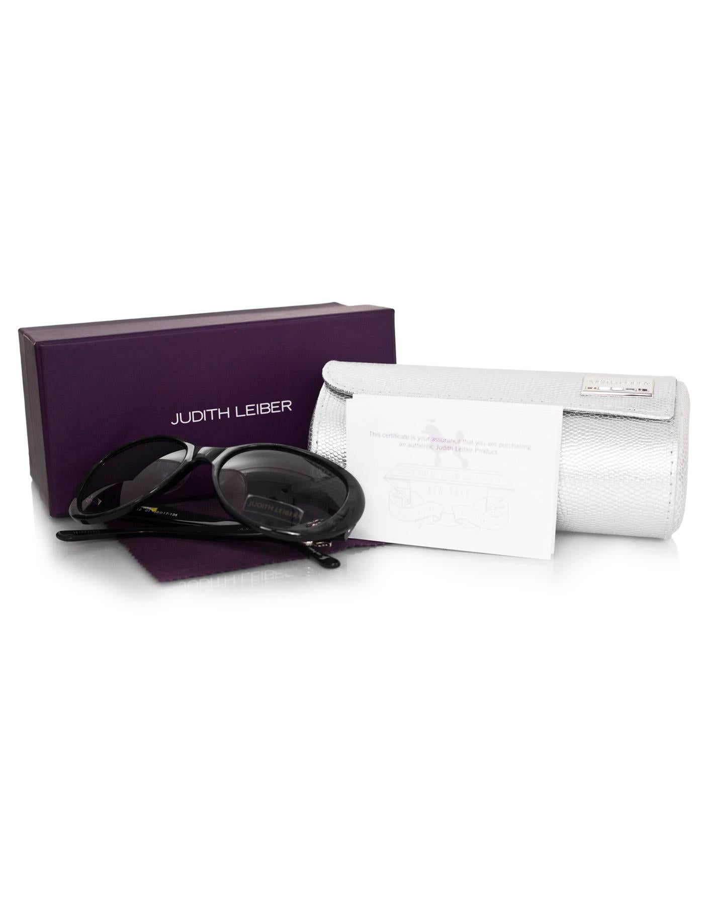 Women's Judith Leiber JL1612 Black Glitter and Purple Crystal Sunglasses 