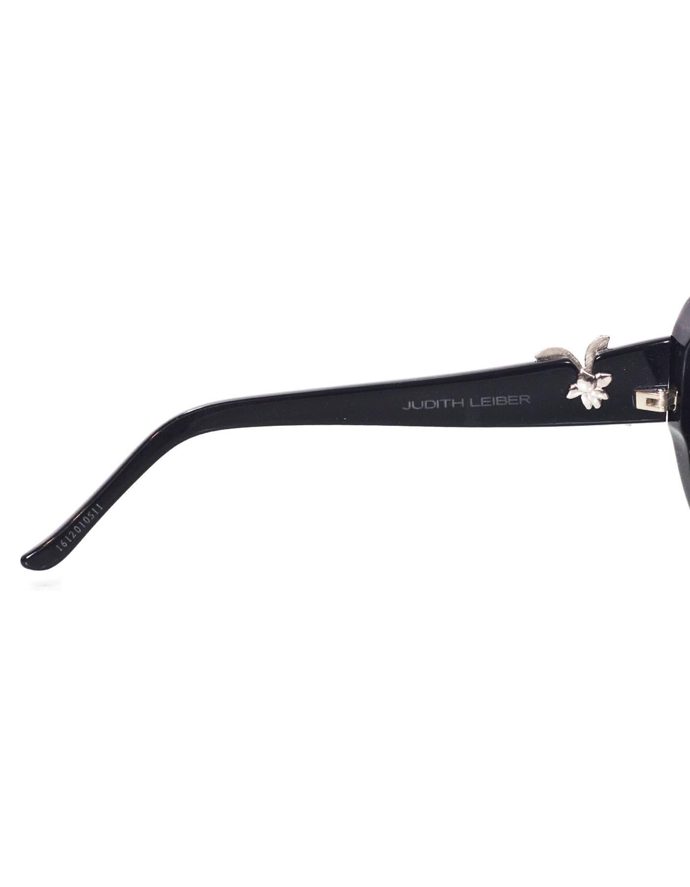 Gray Judith Leiber JL1612 Black Glitter and Purple Crystal Sunglasses