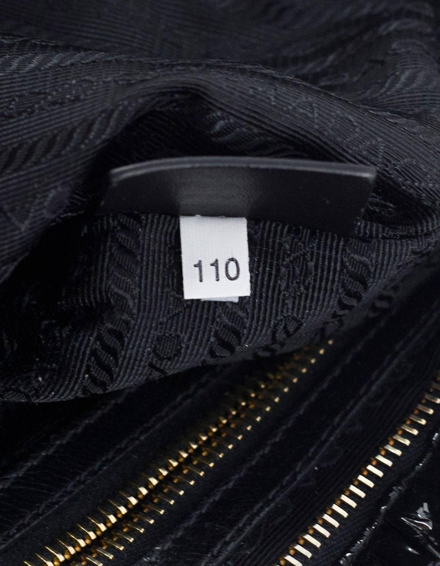 Prada Black Patent Leather Ruched Gaufre Clutch Bag 5
