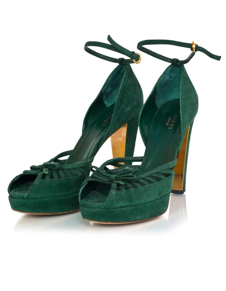 gucci green and gold heels