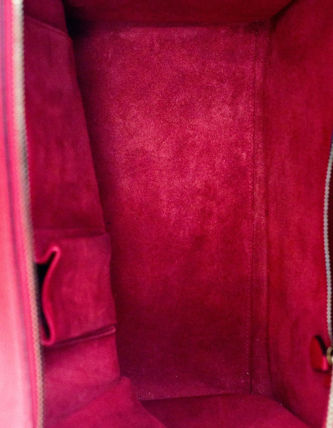 Celine Red Drummed Leather Mini Luggage Tote Bag 2