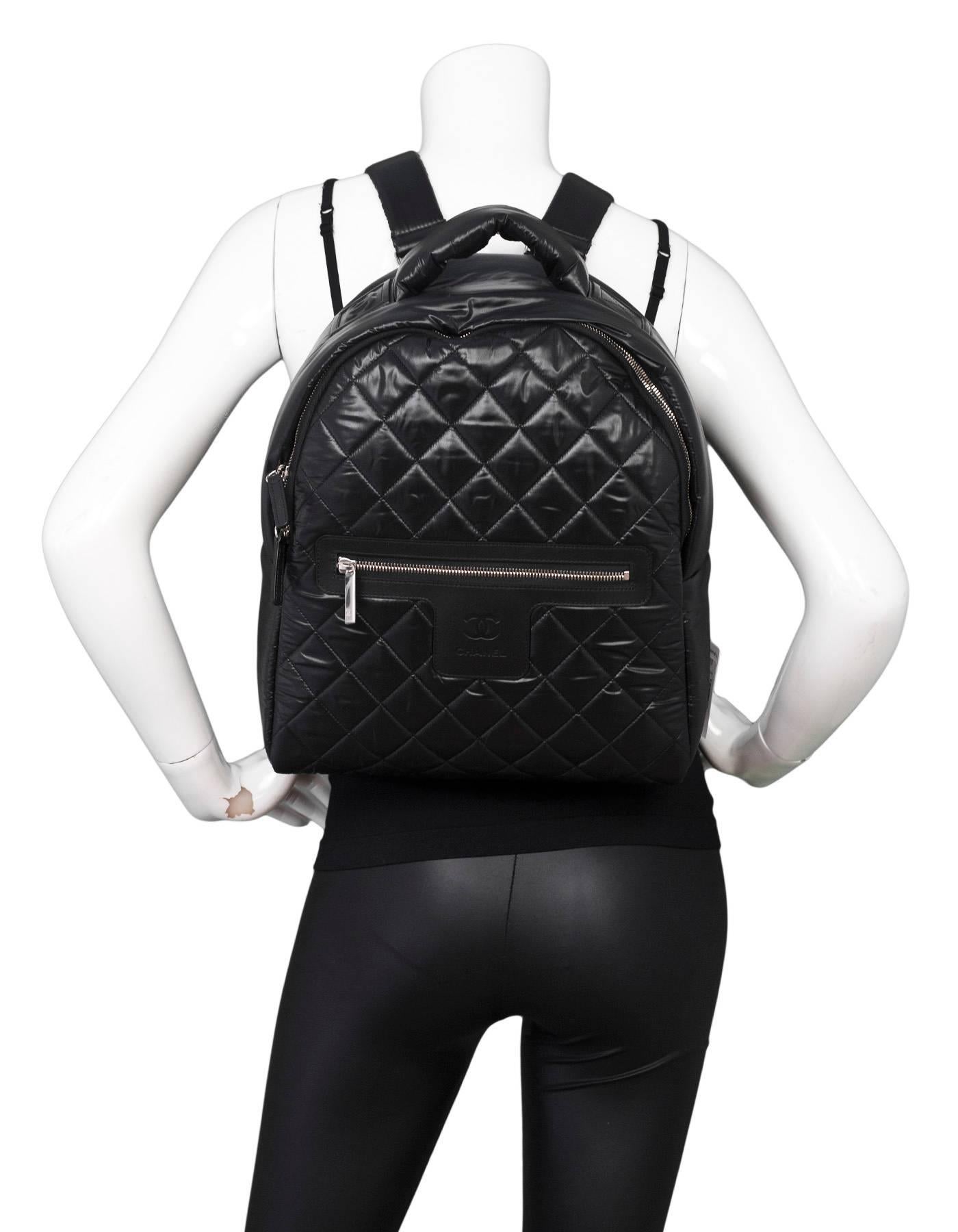 Chanel NEW 2017 Black Quilted Nylon Coco Cocoon Backpack Bag  3