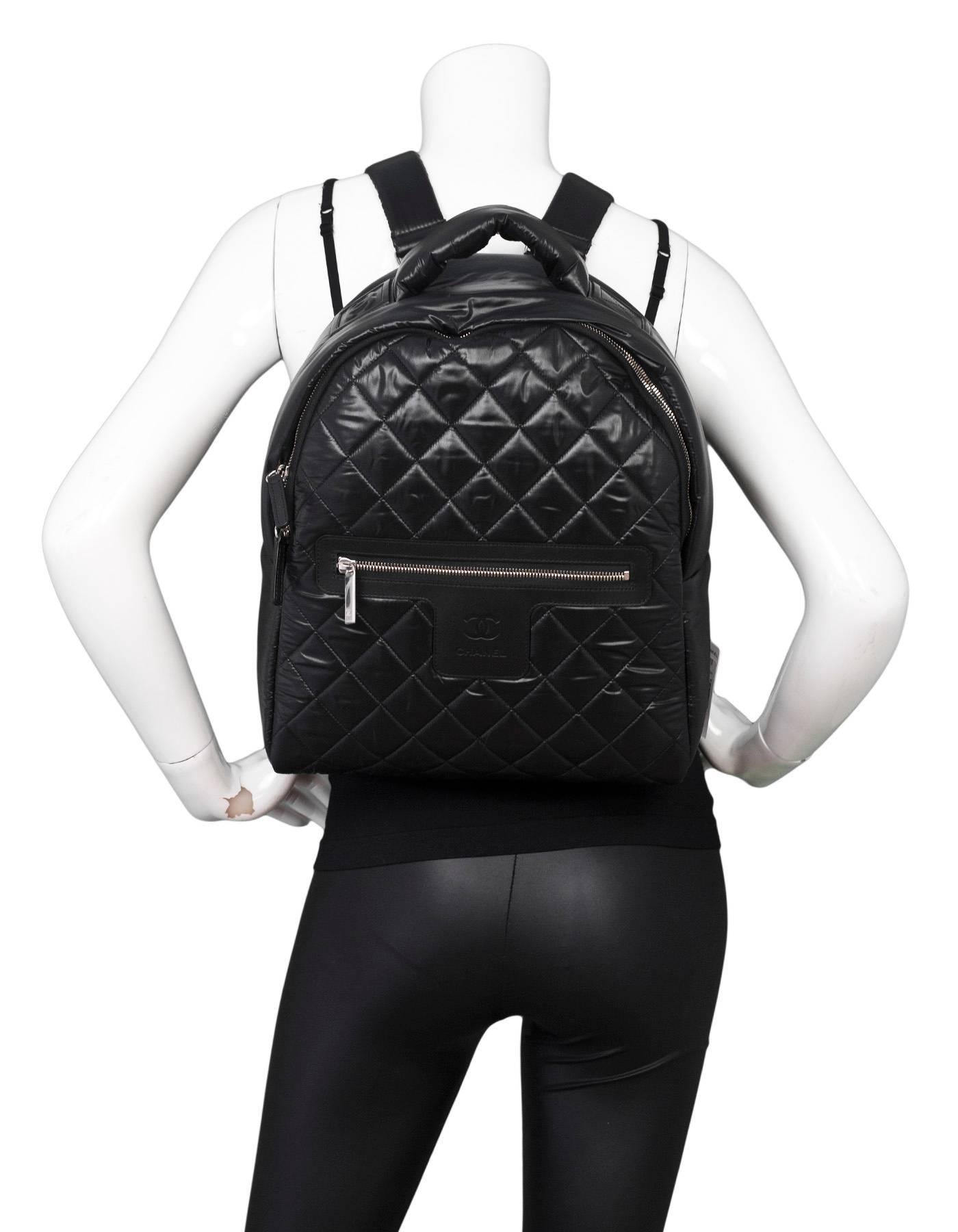 Chanel NEW 2017 Black Quilted Nylon Coco Cocoon Backpack Bag 3