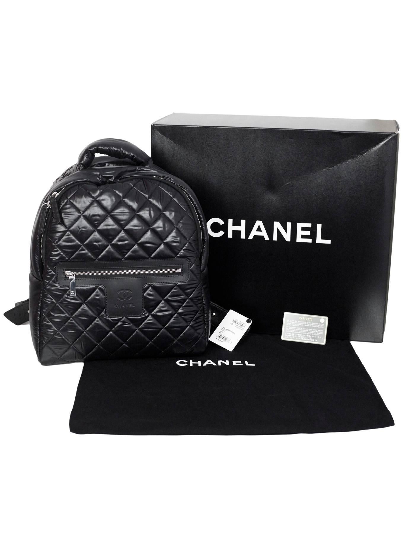 Chanel NEW 2017 Black Quilted Nylon Coco Cocoon Backpack Bag  2